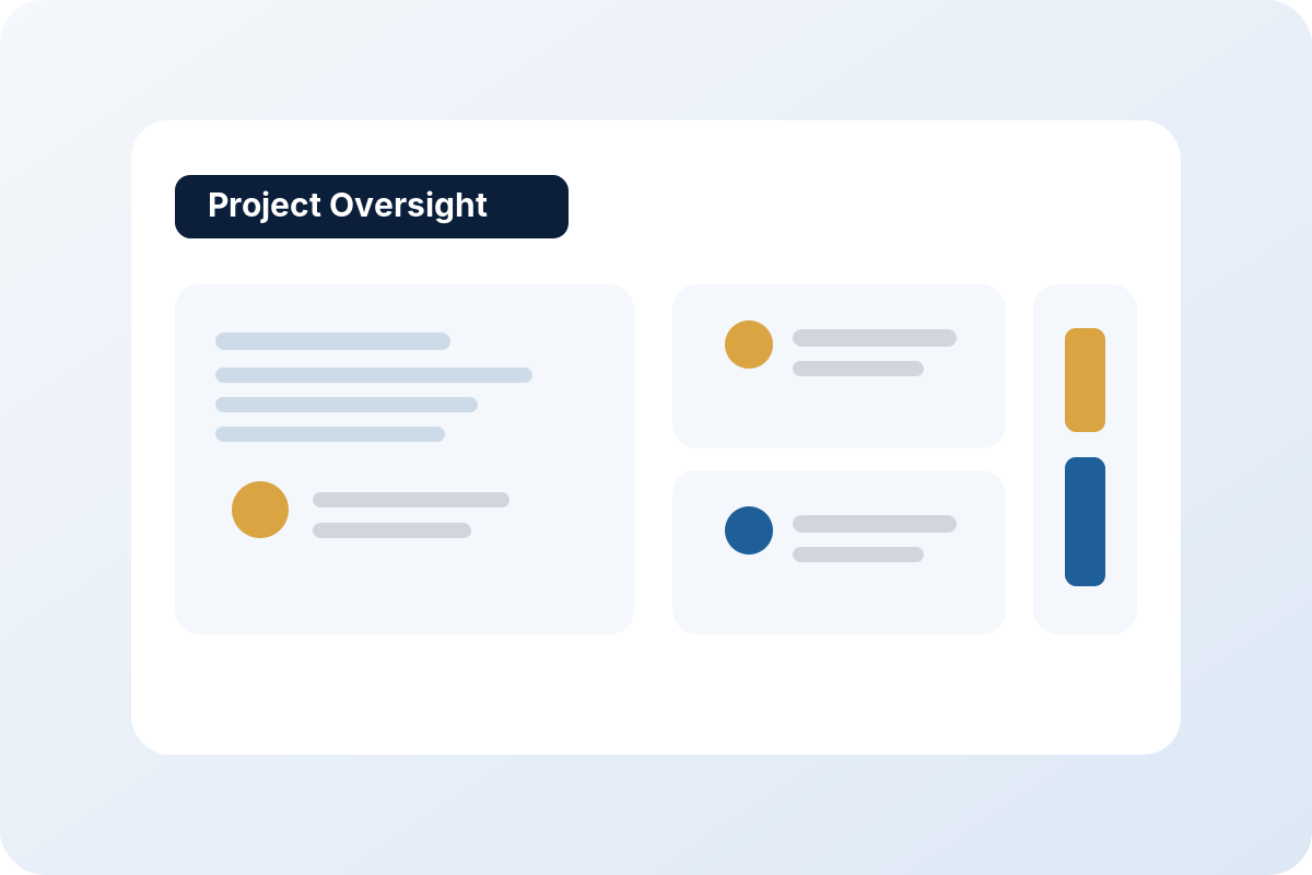 Illustration of project planning and oversight dashboard.